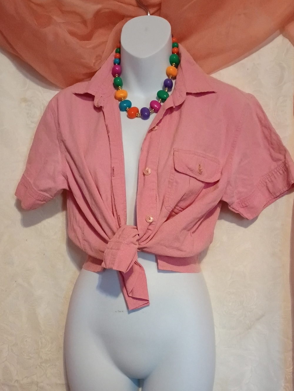 Bobby Brooks Ladies Coral Pink Button Down Shirt Sz Small
